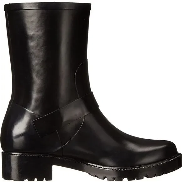 Vince Camuto Rain Boots With Gold Accents Rubber and Black Boots Size 6​​​ - Picture 9 of 14